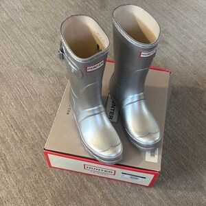 Hunter Women’s Original Short Rain Boots, Silver, Sz 7